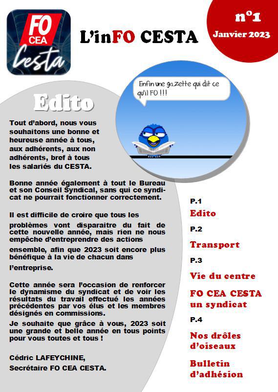 L'inFO CESTA - La Gazette FO N°1 - Janvier 2023