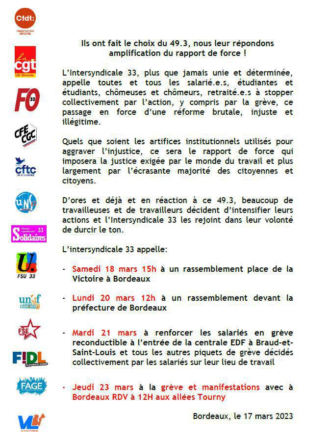 FO appelle à amplifier le rapport de force