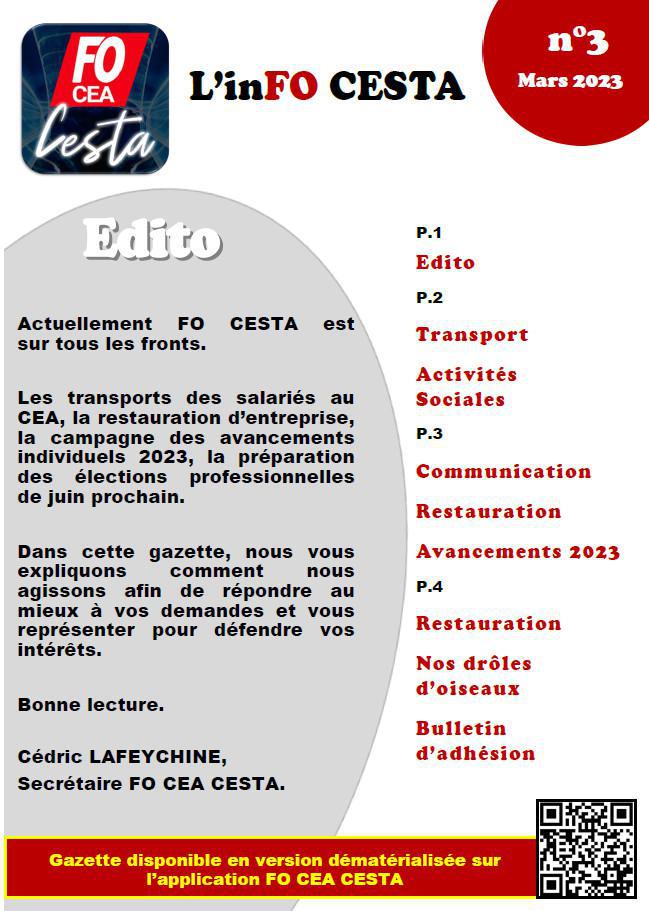 L'inFO CESTA - La Gazette FO N°3 - Mars 2023