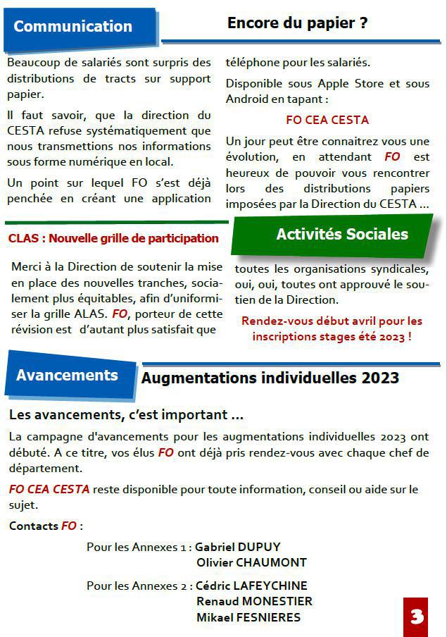 L'inFO CESTA - La Gazette FO N°3 - Mars 2023