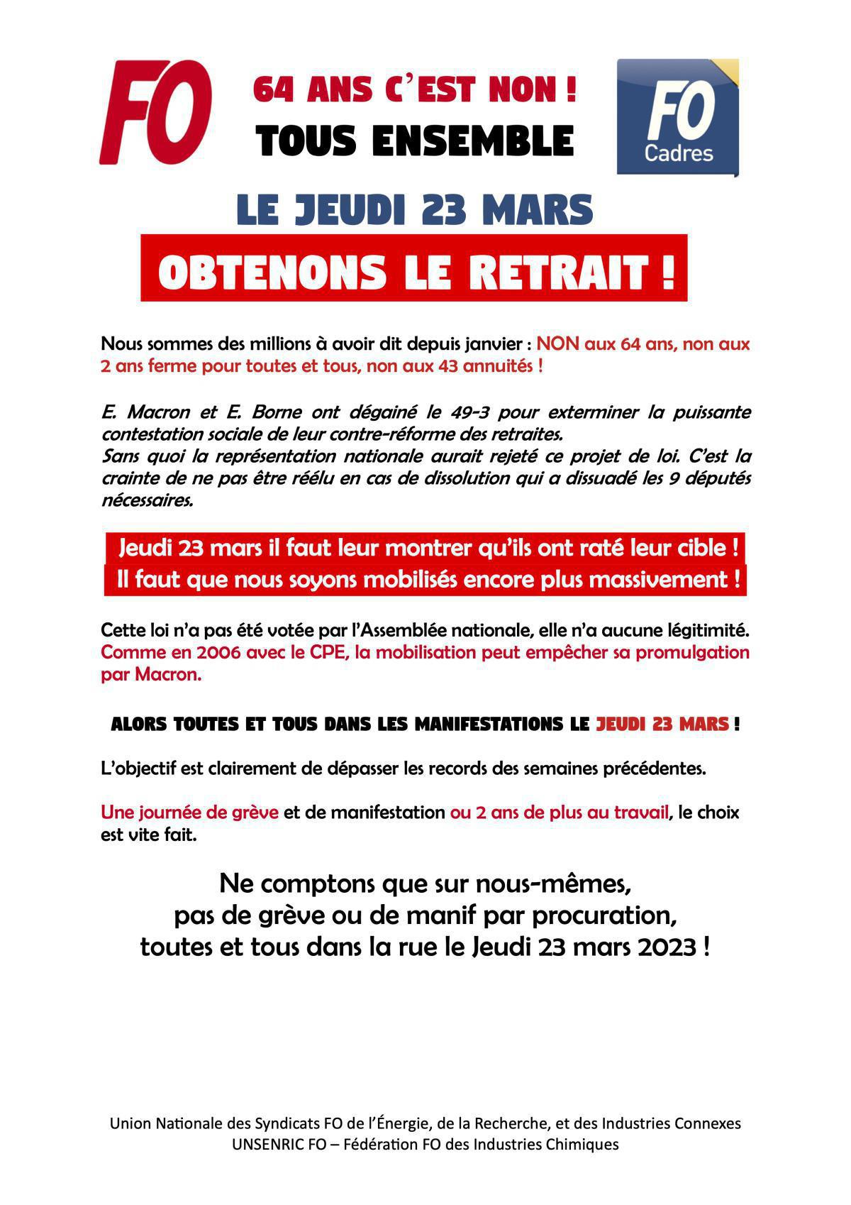 InFO grève du jeudi 23 mars