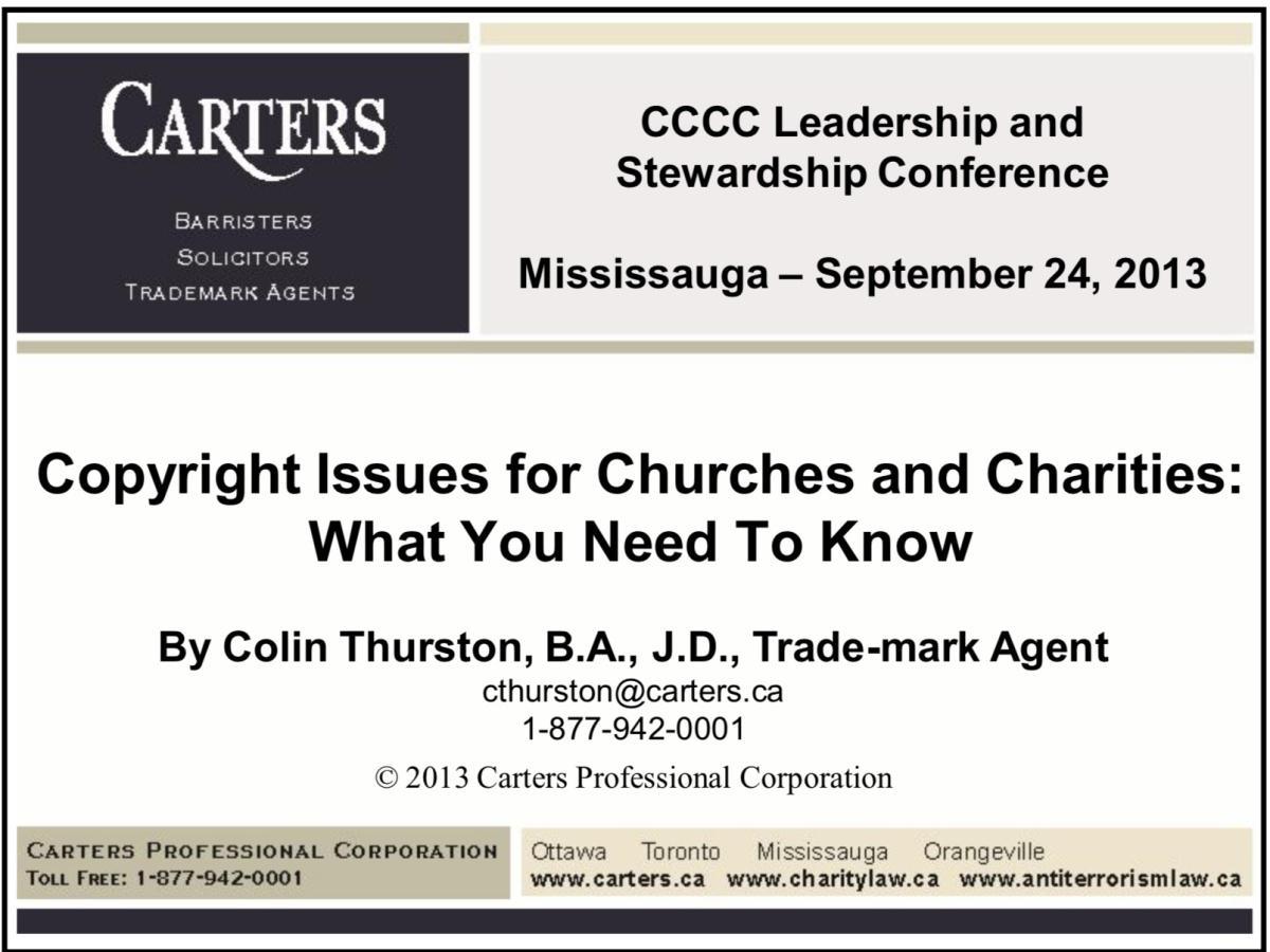 Copyright Issues for Churches and Charities: What You Need To Know