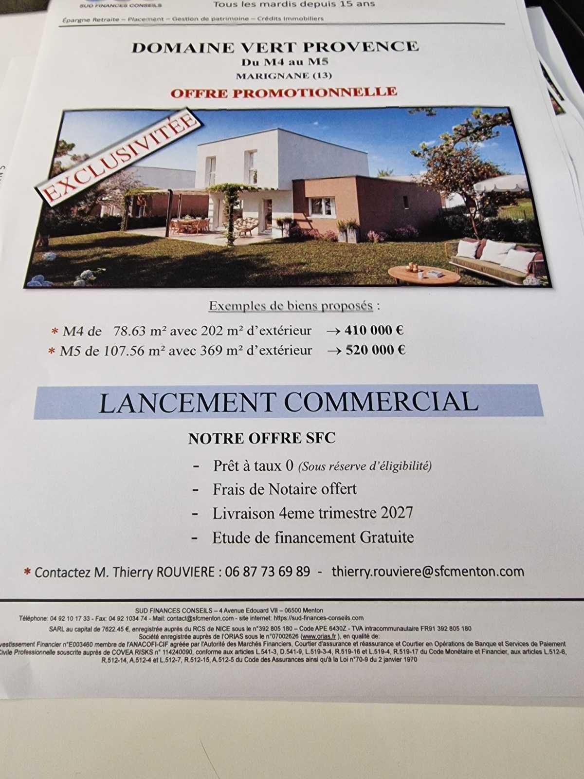 Maison neuve Marignane/ frais notaire offert