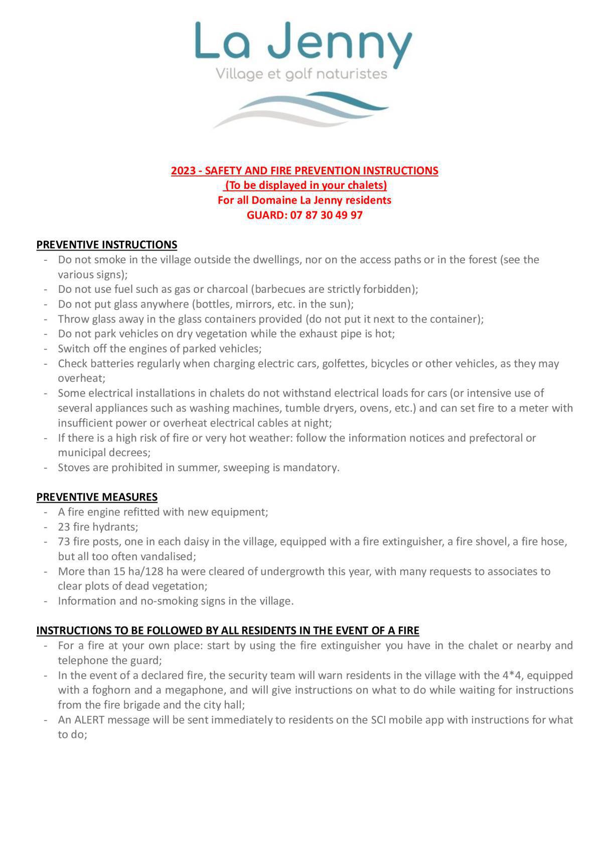 Consignes de sécurité incendie Consignes de sécurité incendie