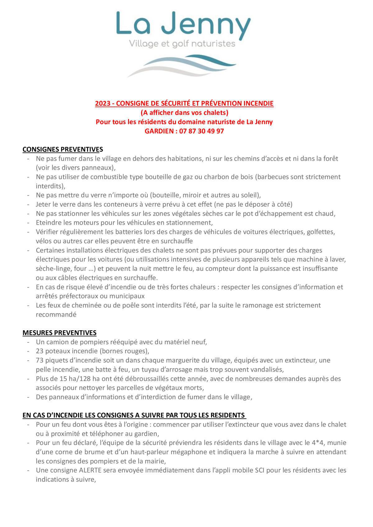 Consignes de sécurité incendie Consignes de sécurité incendie