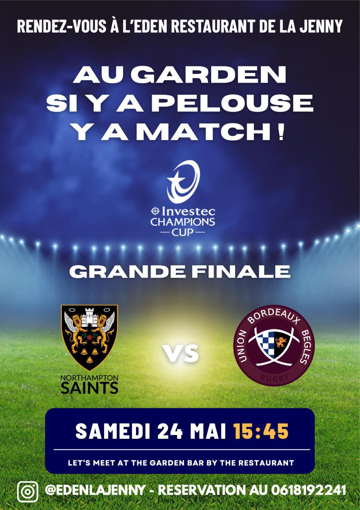 Eden Restaurant : Champions Cup - 24 mai