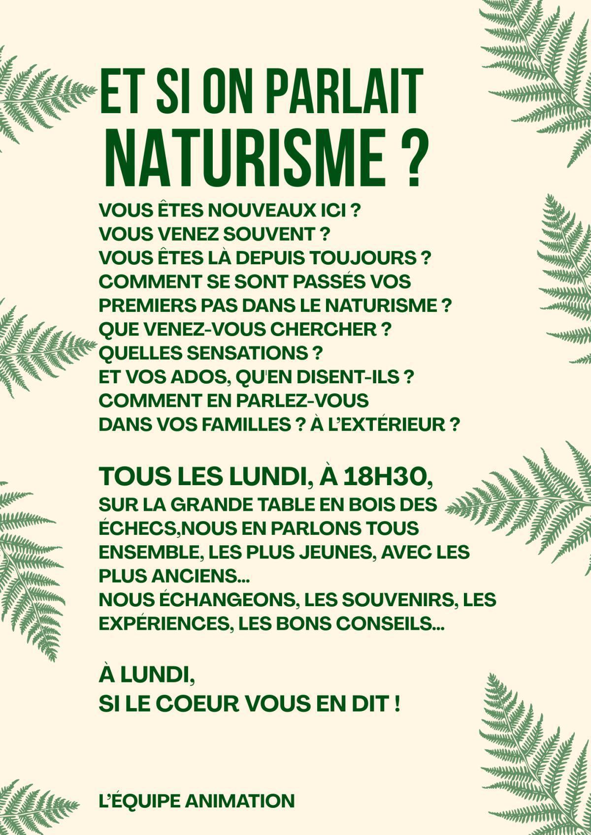 Ma Jenny : Et si on parlait Naturisme ? lundi 7 juillet