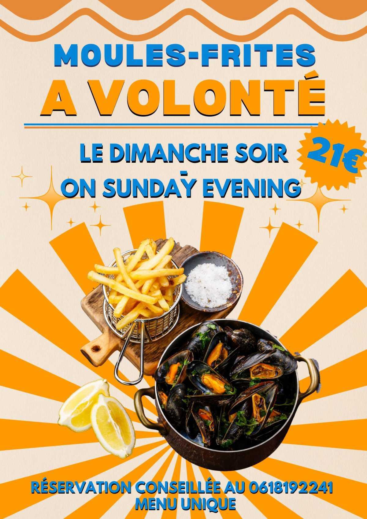 Eden Restaurant : Moules-Frites à volontés tous les dimanches soirs