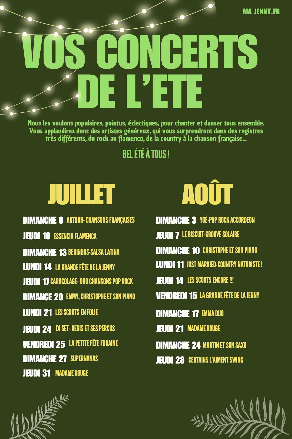 Ma Jenny : les Concerts de l'Eté