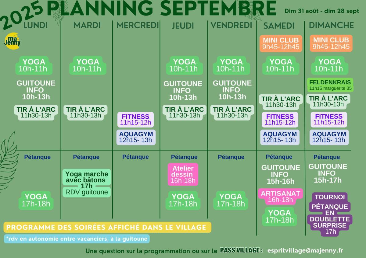 Ma Jenny : les Animations en septembre