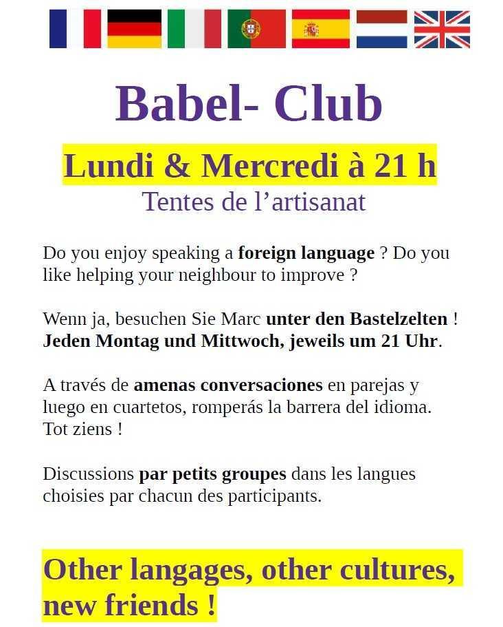 CFP Animations : Babel-Club (activité proposée par un bénévole)