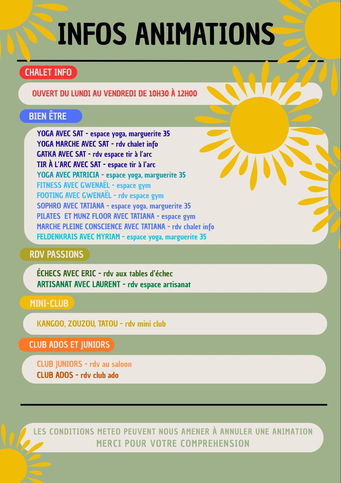 CFP Animations : Infos lieux des animations
