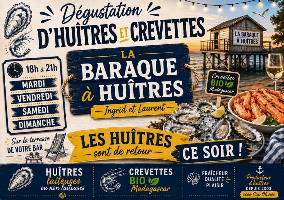 Bar de la Jenny : il est ouvert - des huîtres ce soir !