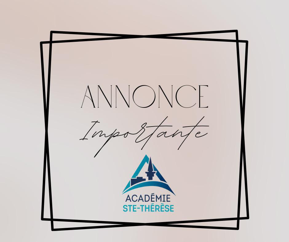 Changements importants – Personnel de direction