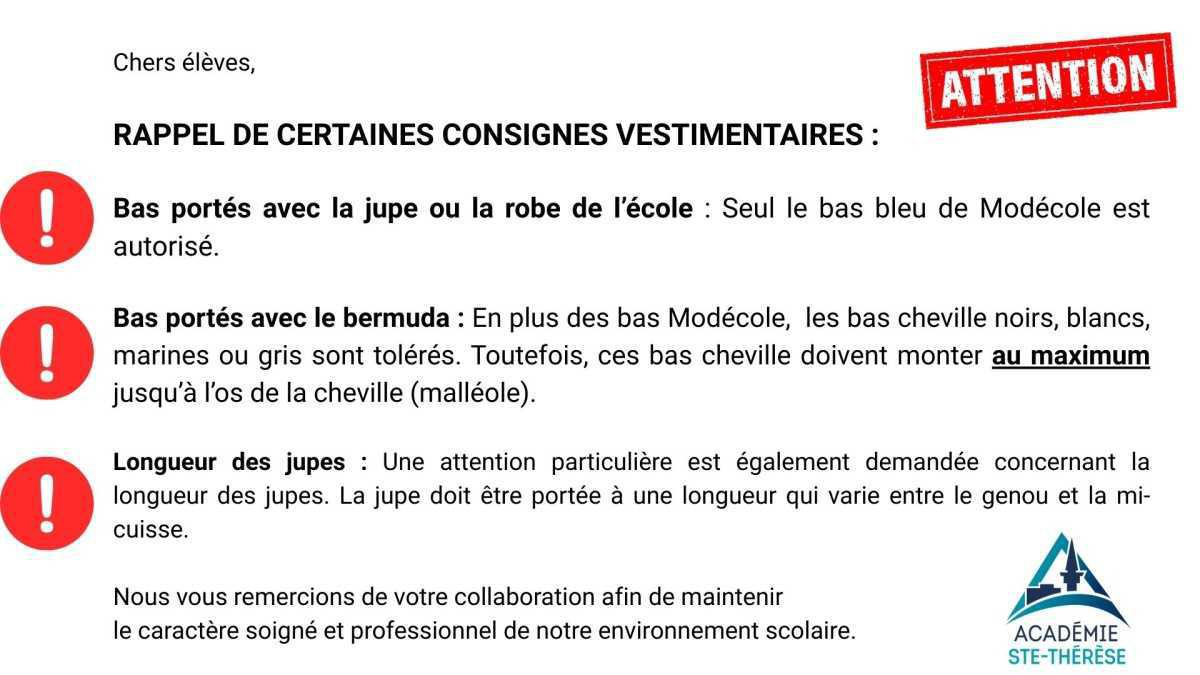 Consignes vestimentaires