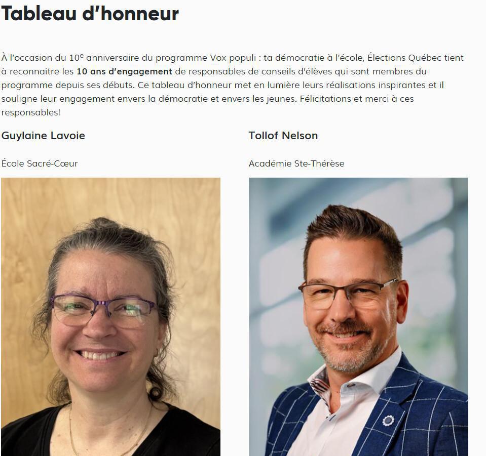  Tableau d'honneur Vox populi