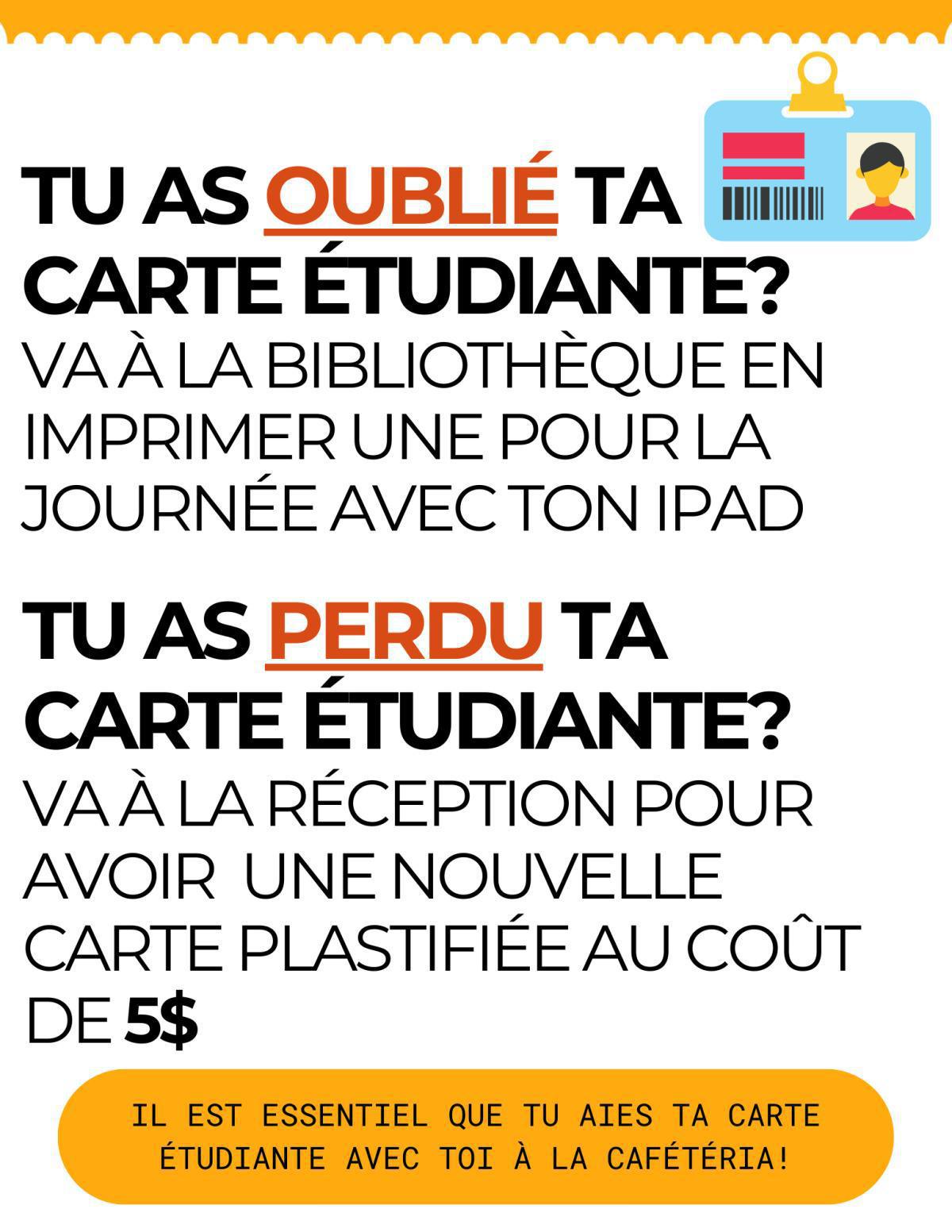 Carte étudiante perdue ou oubliée ?