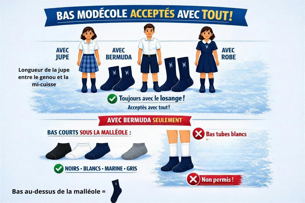 Rappel sur les bas de l'uniforme Rappel sur les bas de l'uniforme