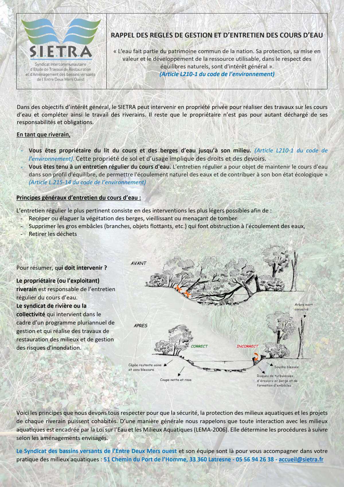 Règlementations générales Règlementations générales