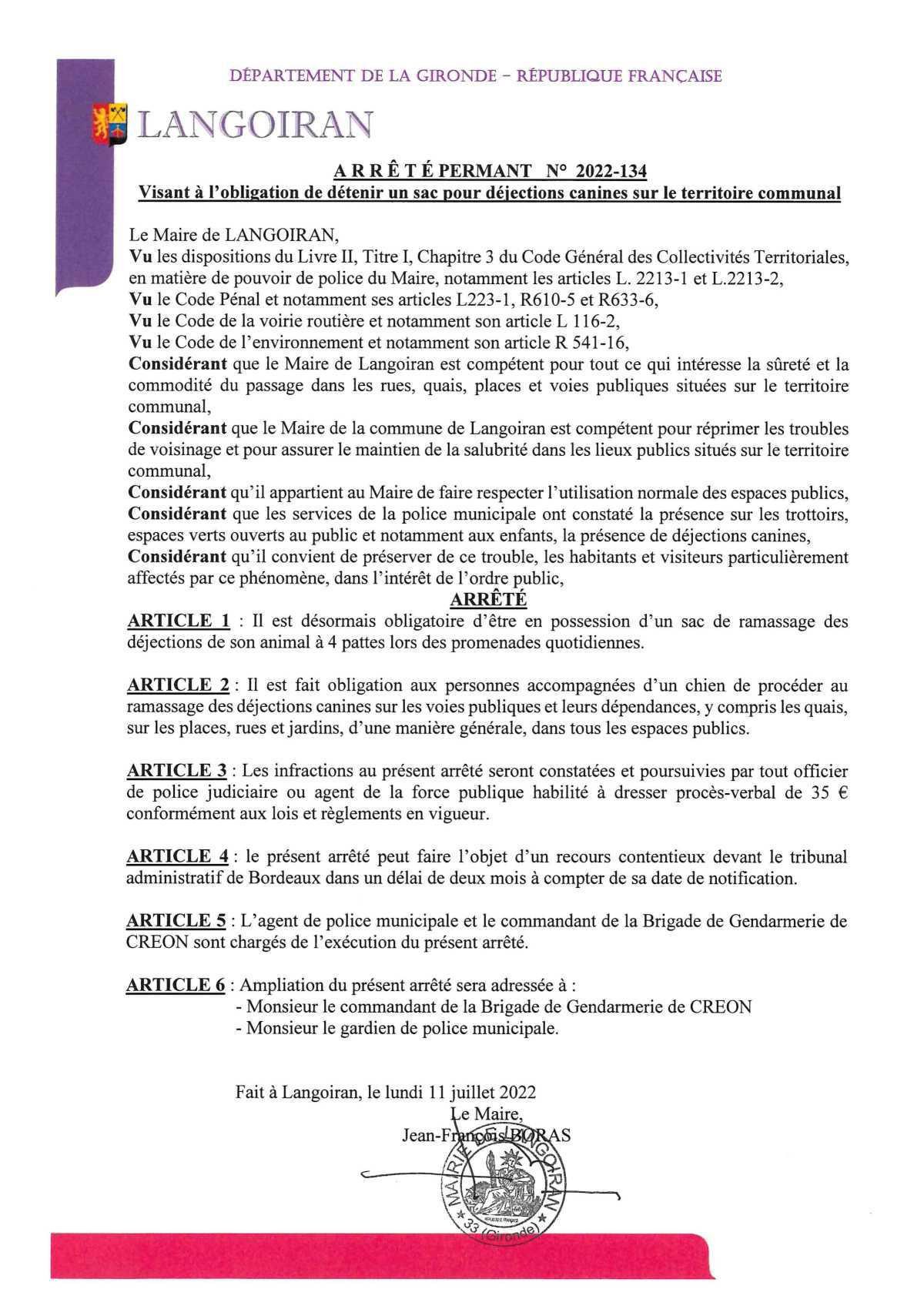 Règlementations générales Règlementations générales