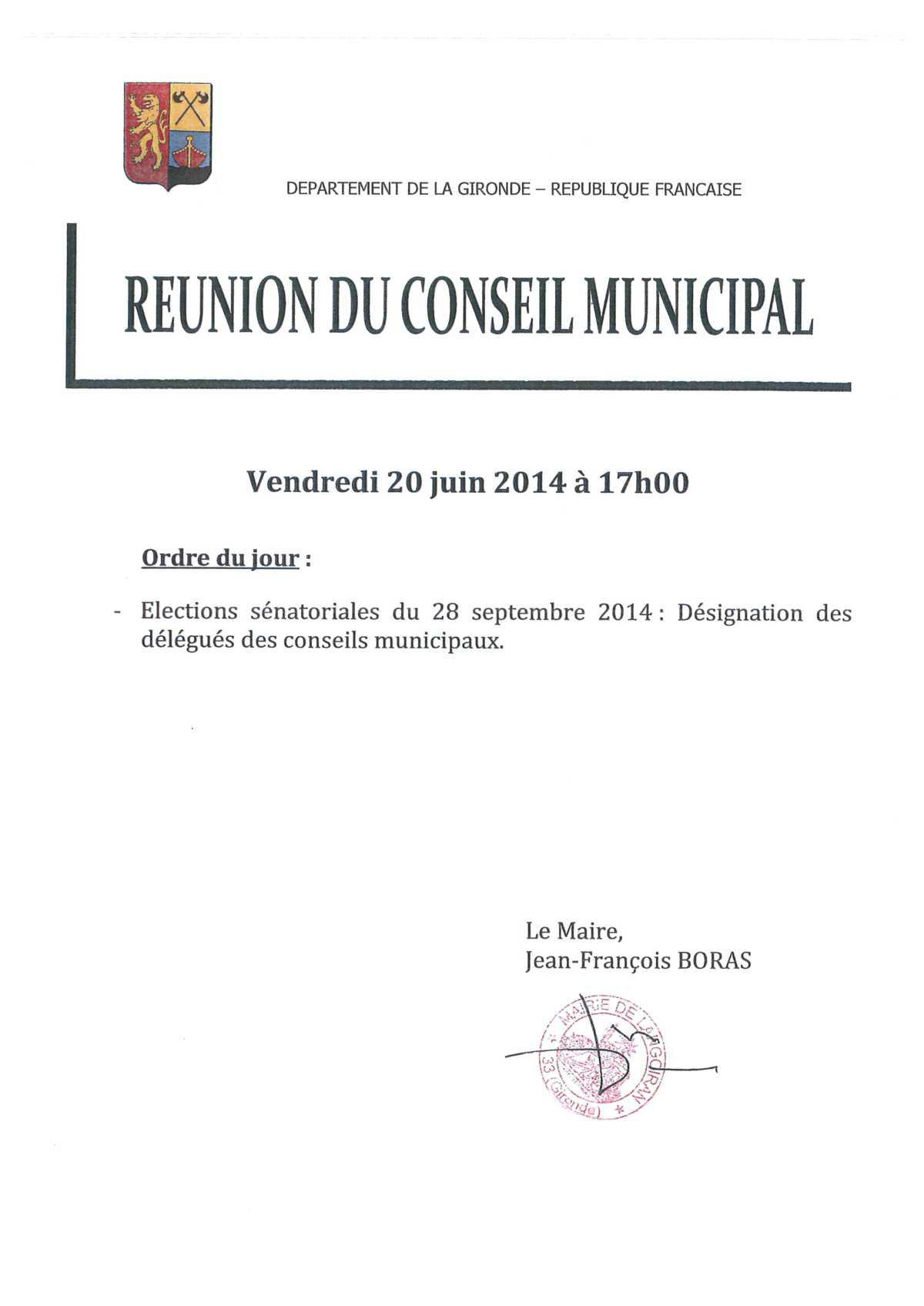 Conseil municipal du 20/06/2014