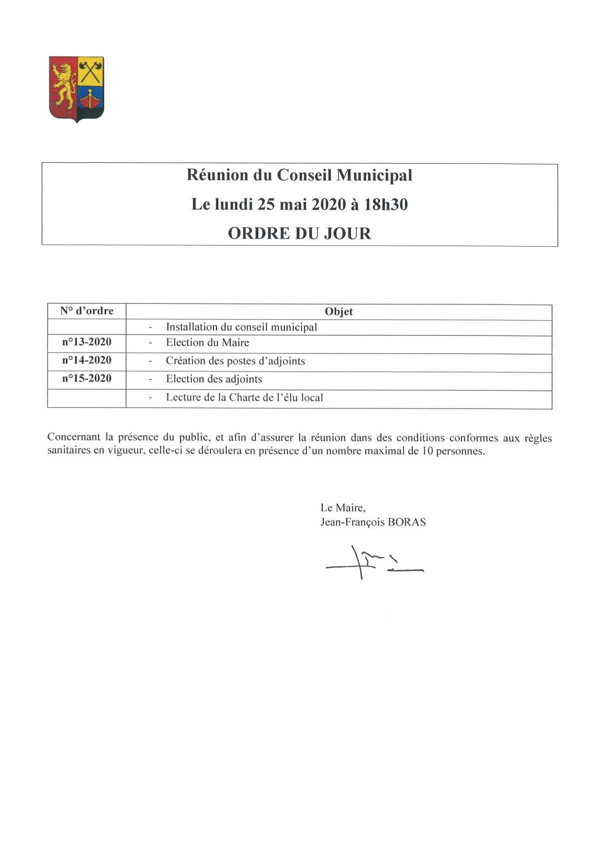 Conseil municipal du 25/05/2020