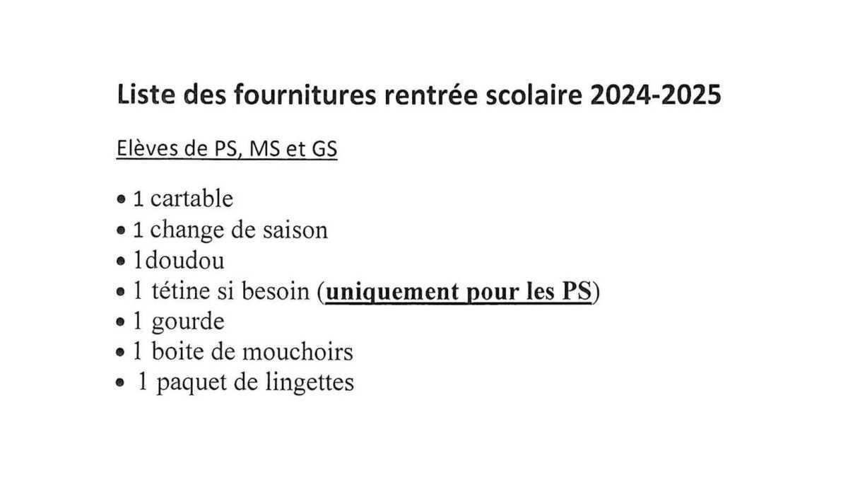 Liste des fournitures scolaires pour la rentrée 2024