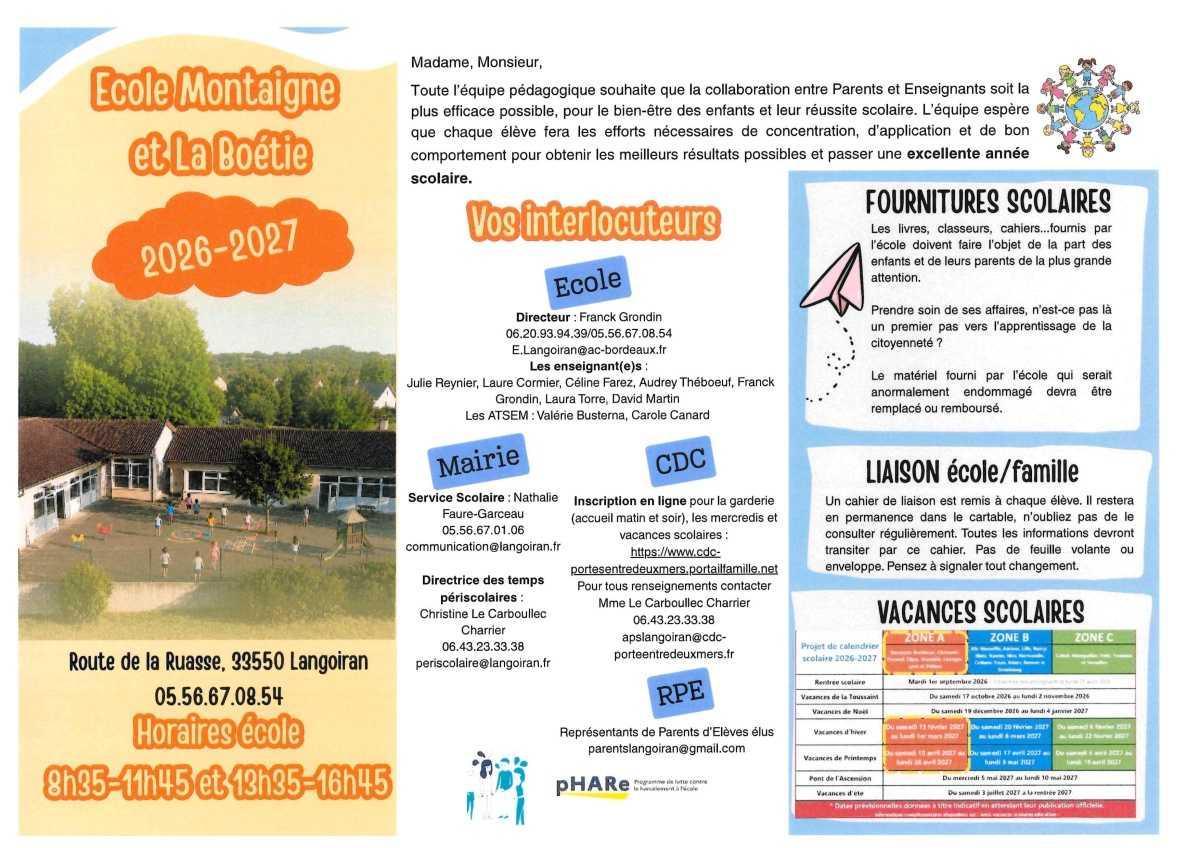 Liste des fournitures scolaires et informations utiles pour la rentrée 2026 Liste des fournitures scolaires et informations utiles pour la rentrée 2026