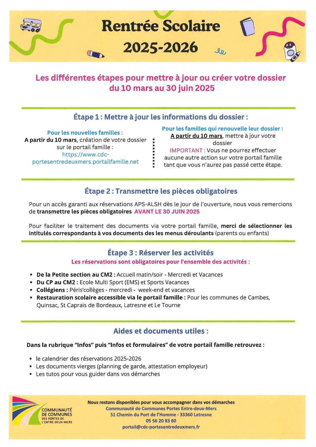 Inscriptions scolaires rentrée 2025