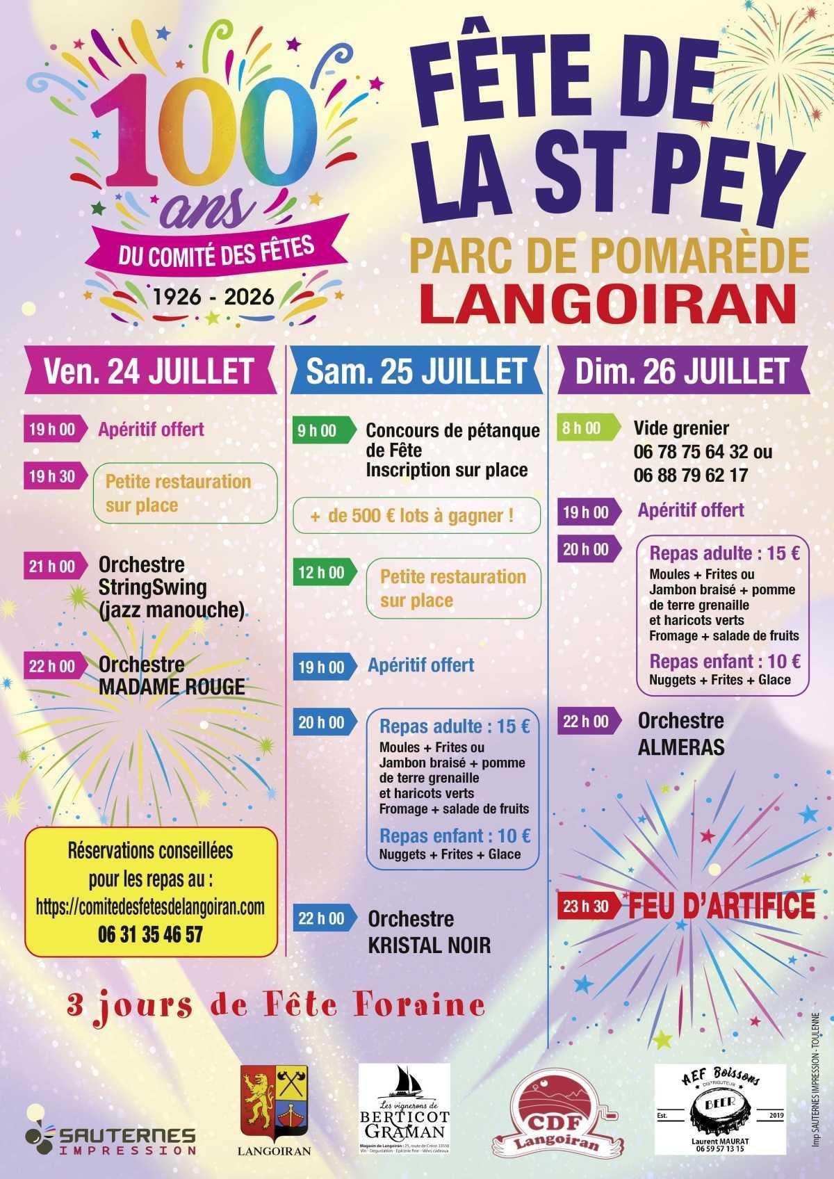 Fête de la Saint Pey 2026, organisée par le Comité Des Fêtes de Langoiran