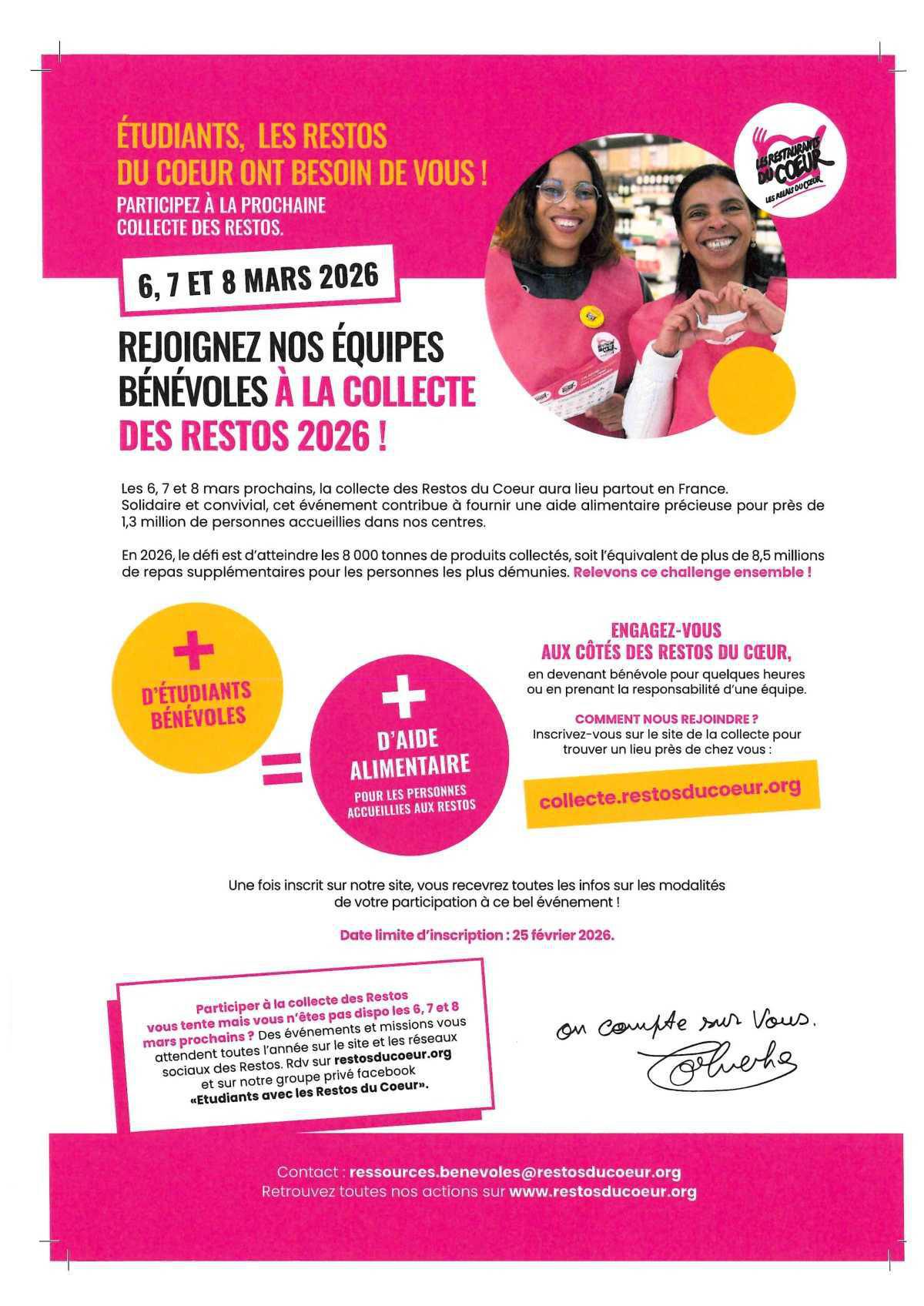 Collecte des Restos du Coeur : devenez bénévole
