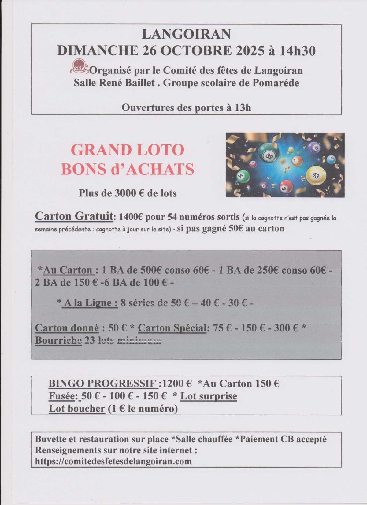 Loto du Comité des Fêtes de Langoiran