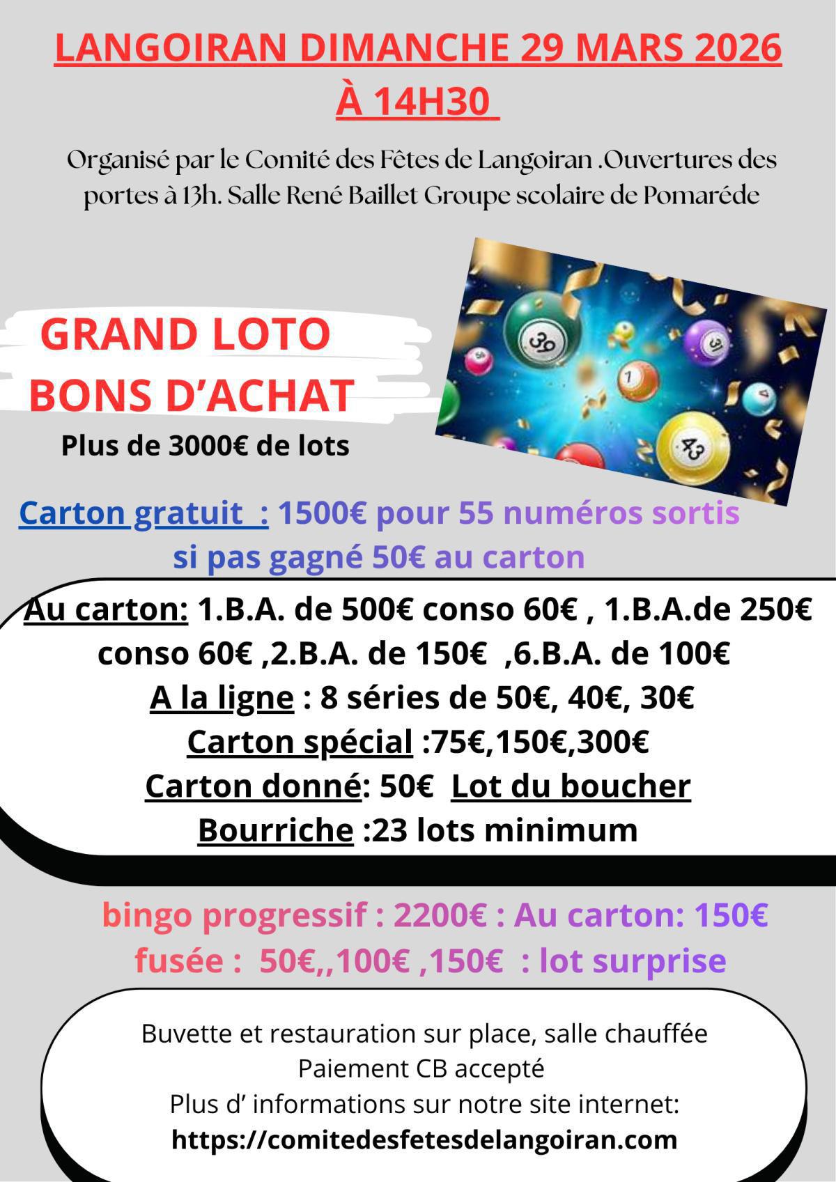 Loto du Comité des Fêtes de Langoiran