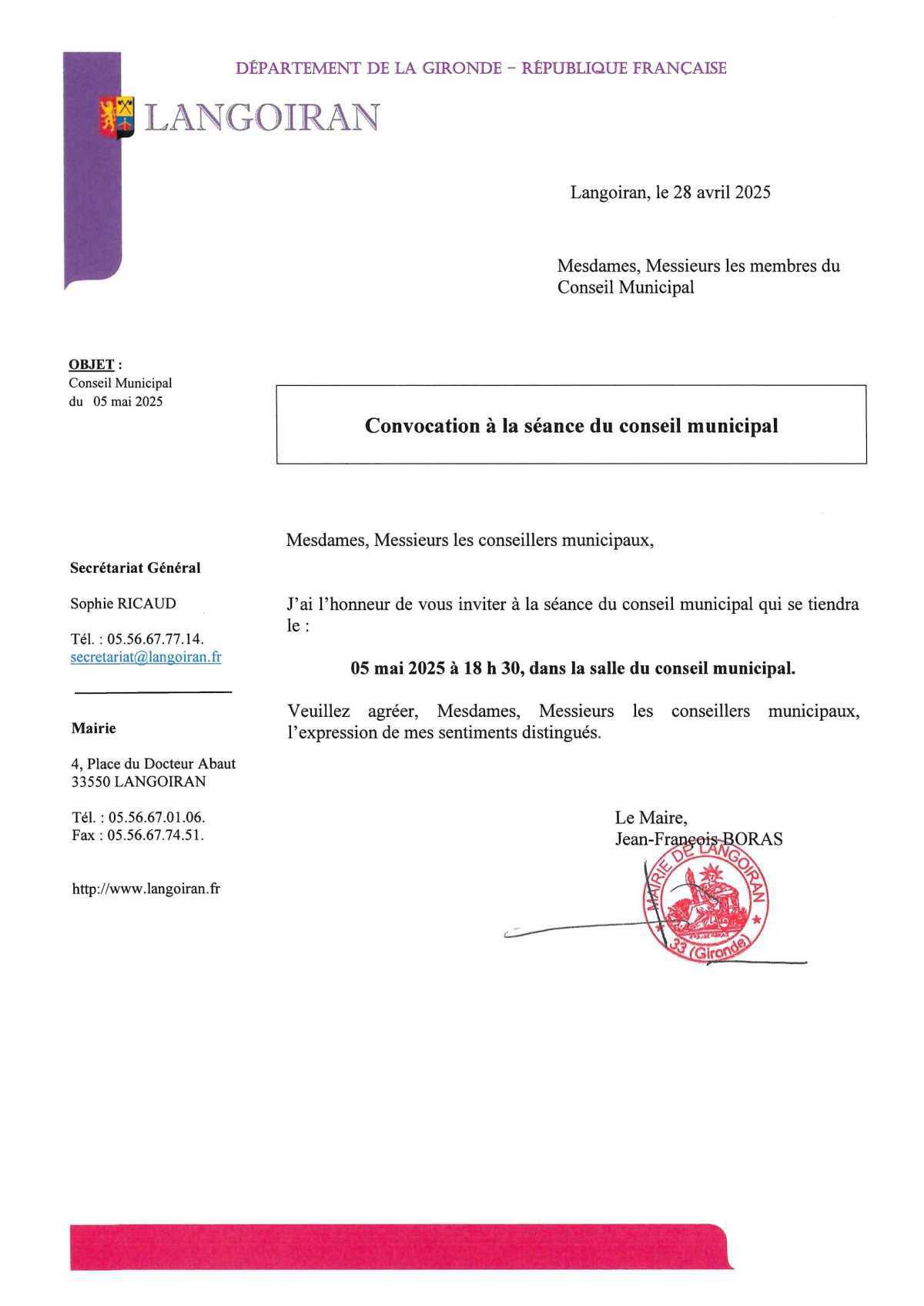 Conseil municipal du 05/05/2025