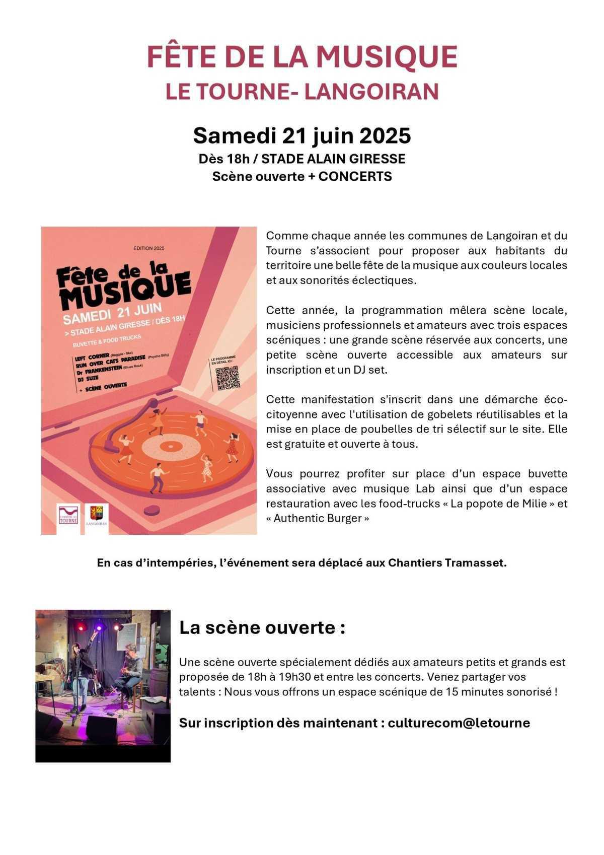 Fête de la musique à Langoiran samedi 21 juin 2025