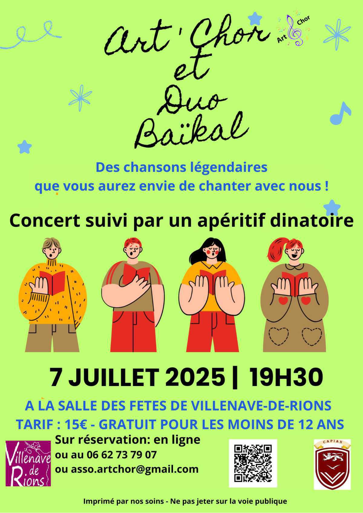 Concert Art'Chor et Duo Baïkal à Villenave de Rions