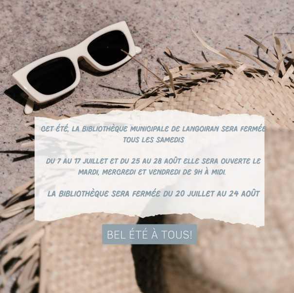 Bibliothèque : fermeture saison estivale