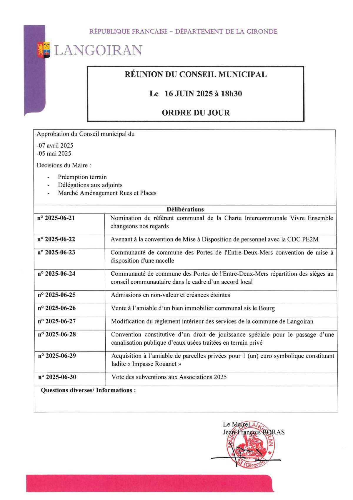 Conseil municipal du 23/07/2025