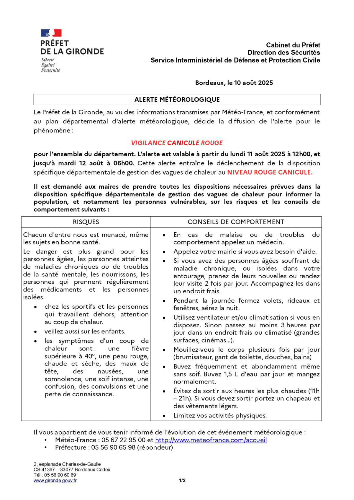 Vigilance rouge canicule