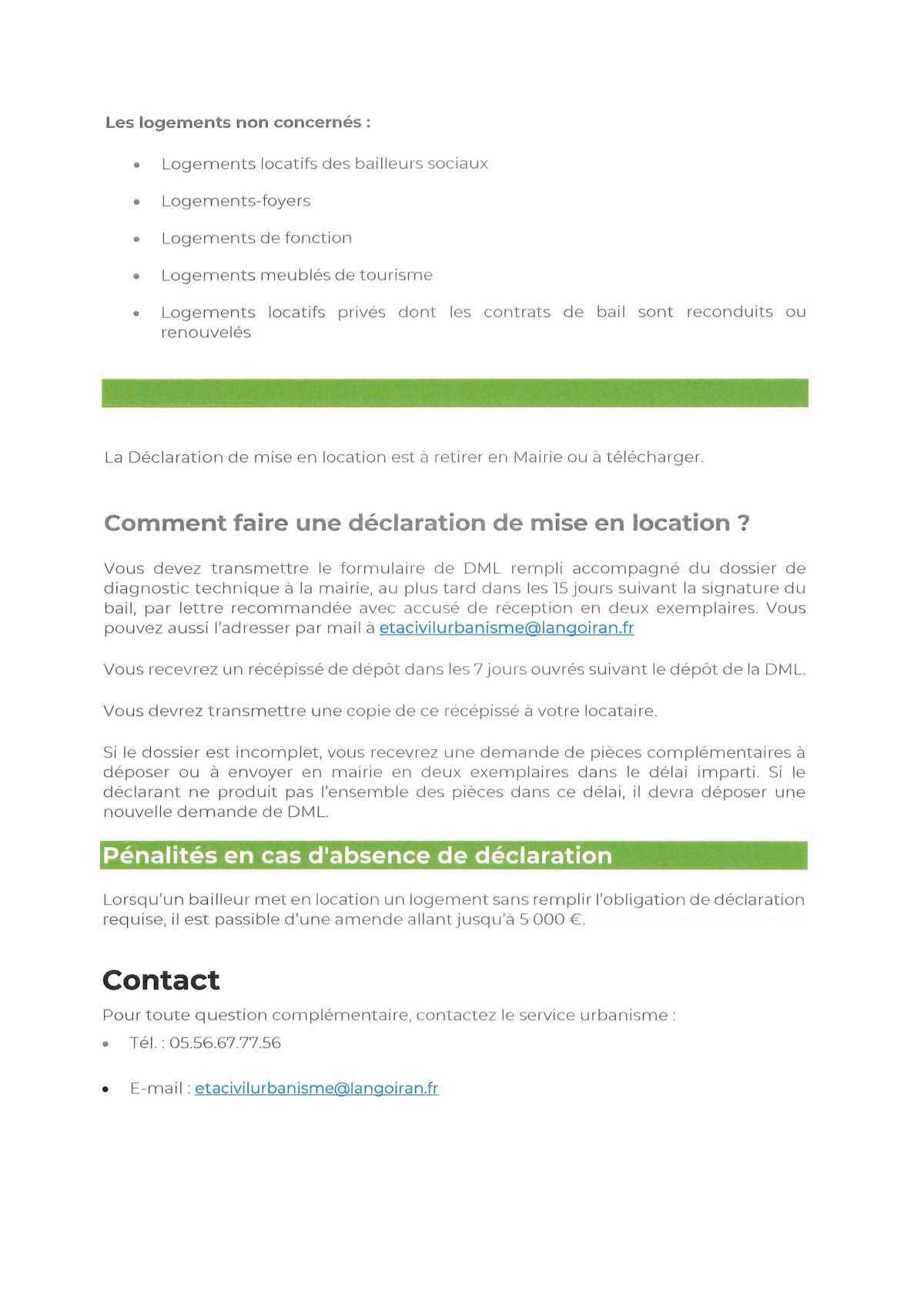 Déclaration de mise en location de logement en résidence principale