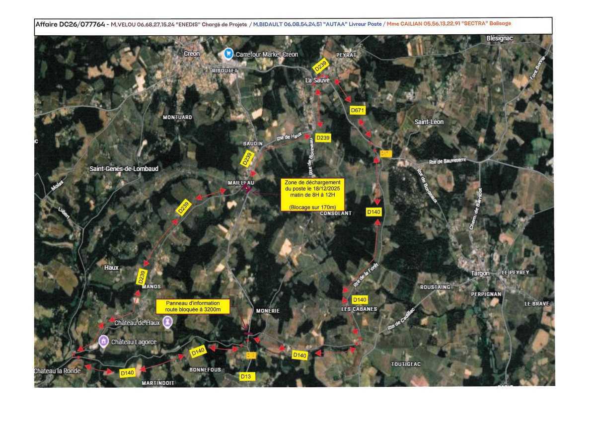Travaux sur la commune de La Sauve, le 18 décembre 2025