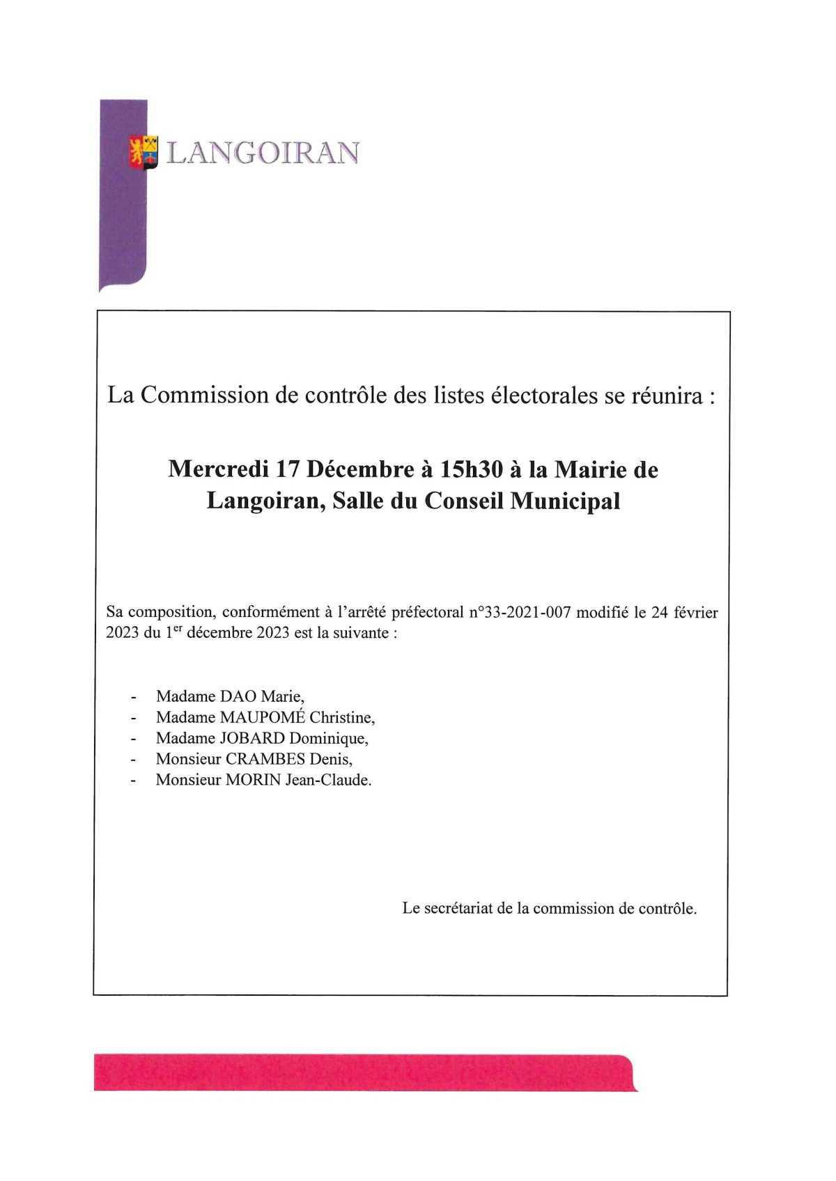 Commission de contrôle des listes électorales