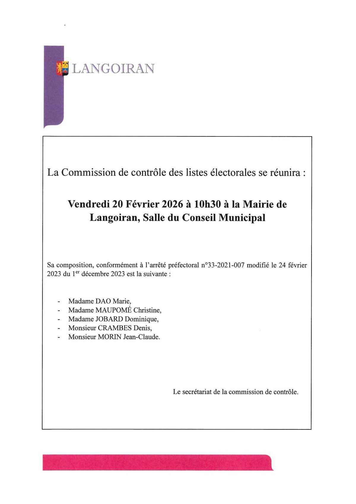 Commission de contrôle des listes électorales