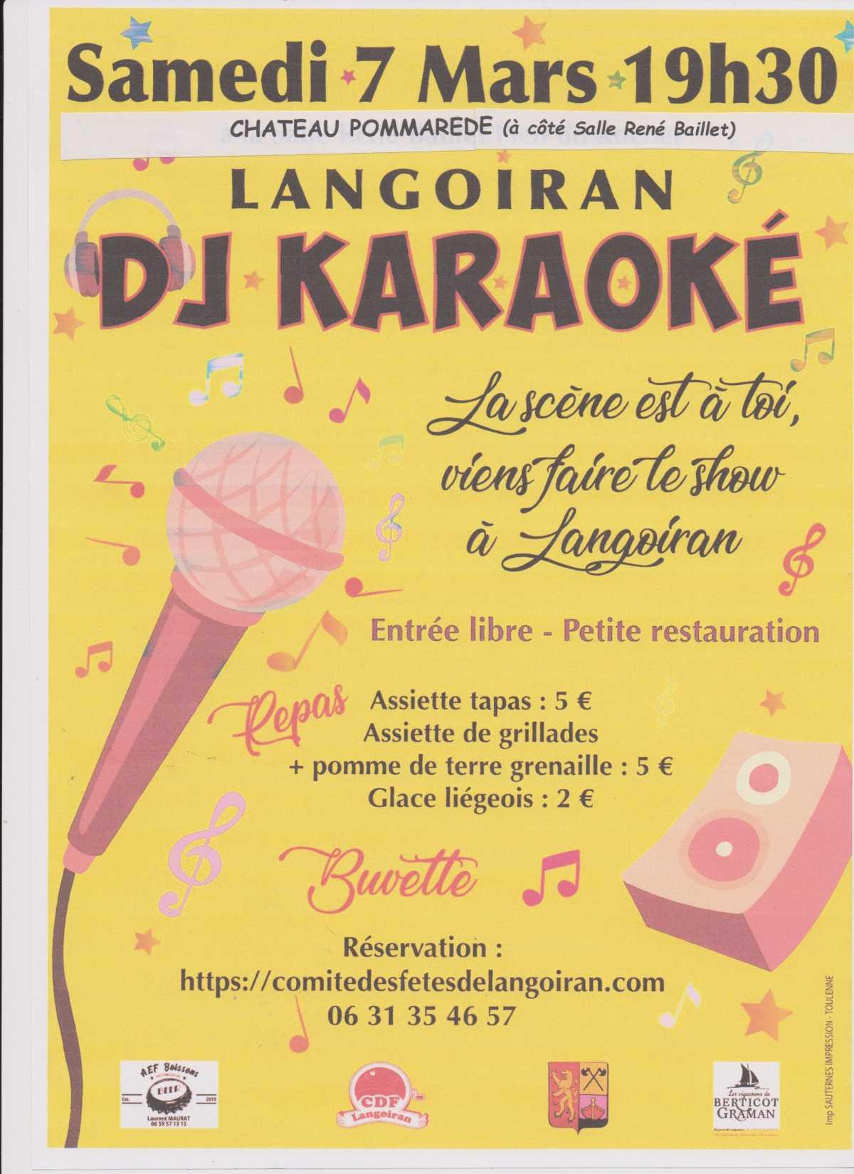 Comité des Fêtes de Langoiran : Soirée karaoké au château Pommarède