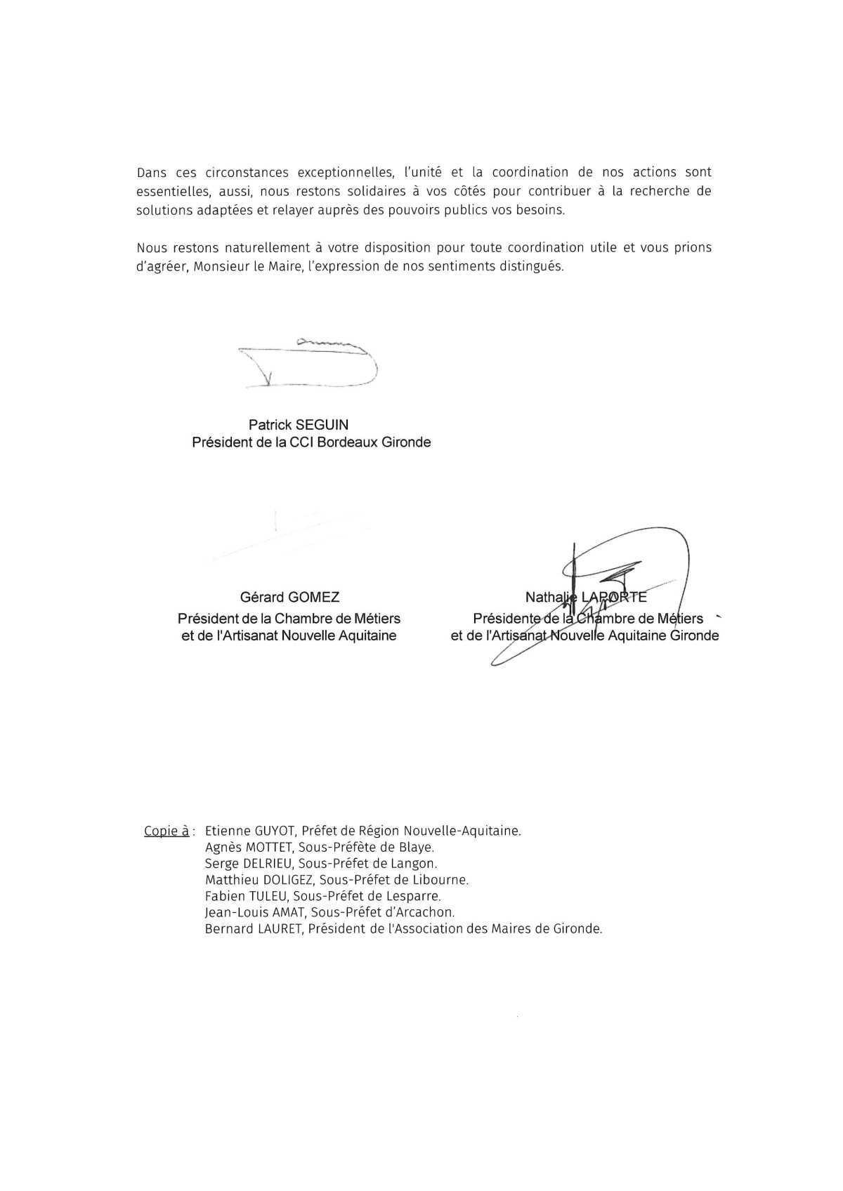 Message de la CCI et de la CMA Bordeaux Gironde