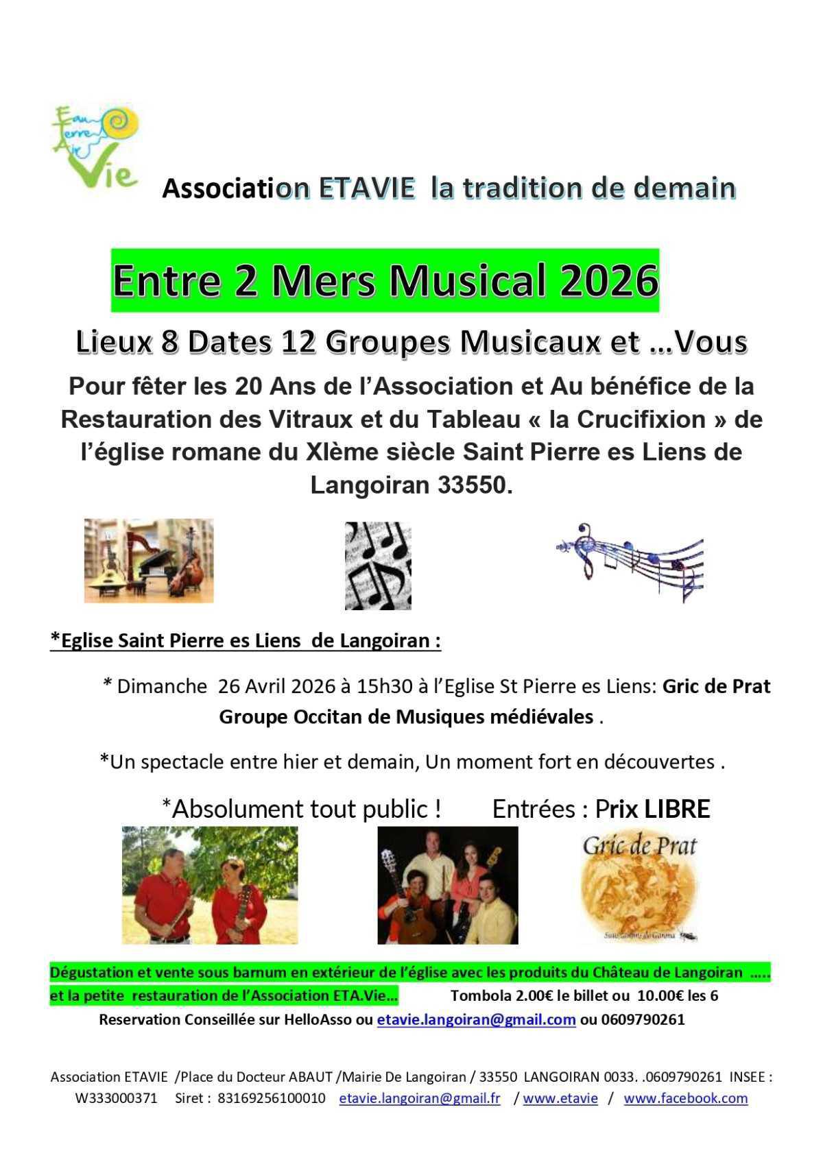 Association Etavie : Entre 2 Mers musical 2026