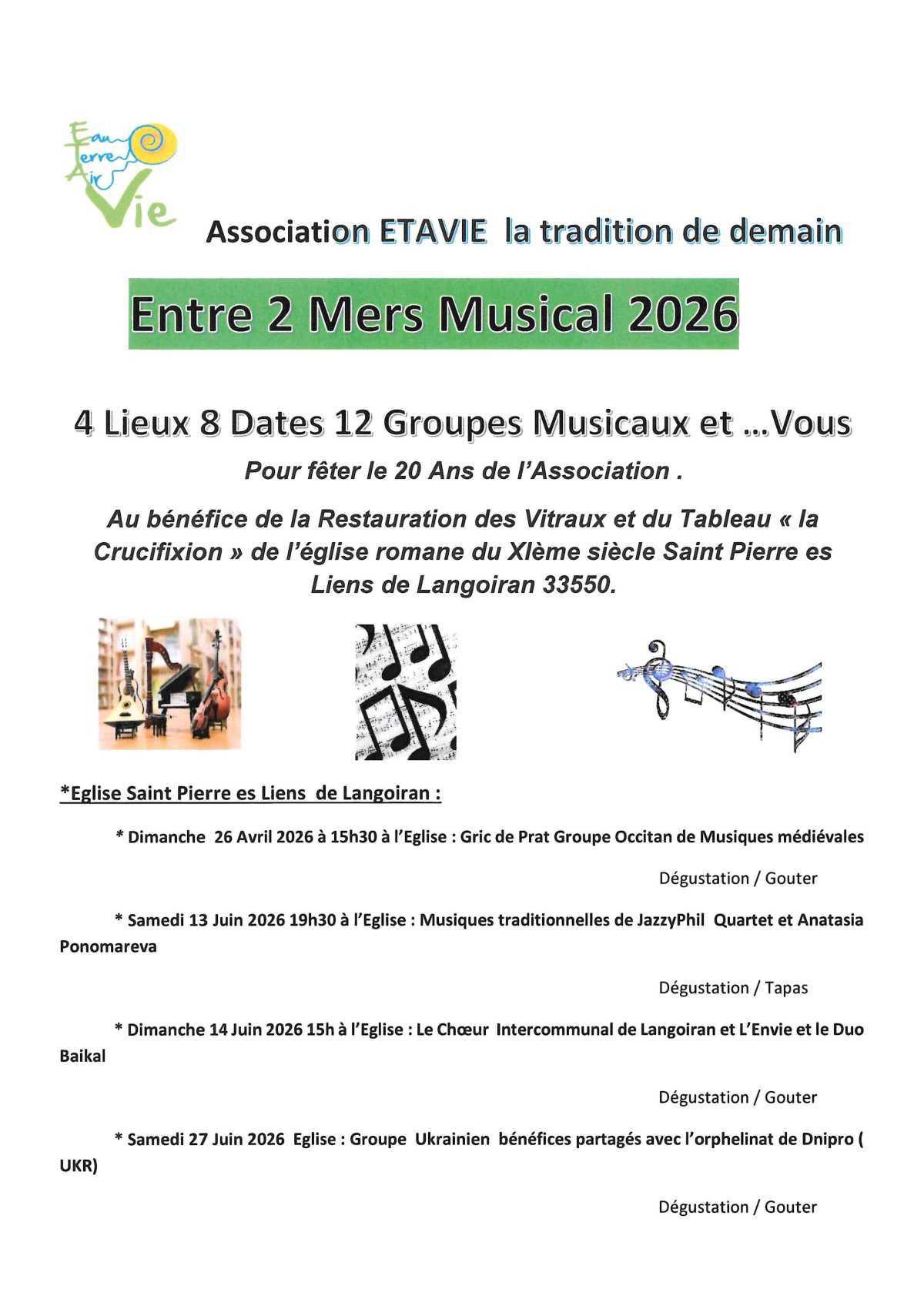 Association Etavie : Entre 2 Mers musical 2026