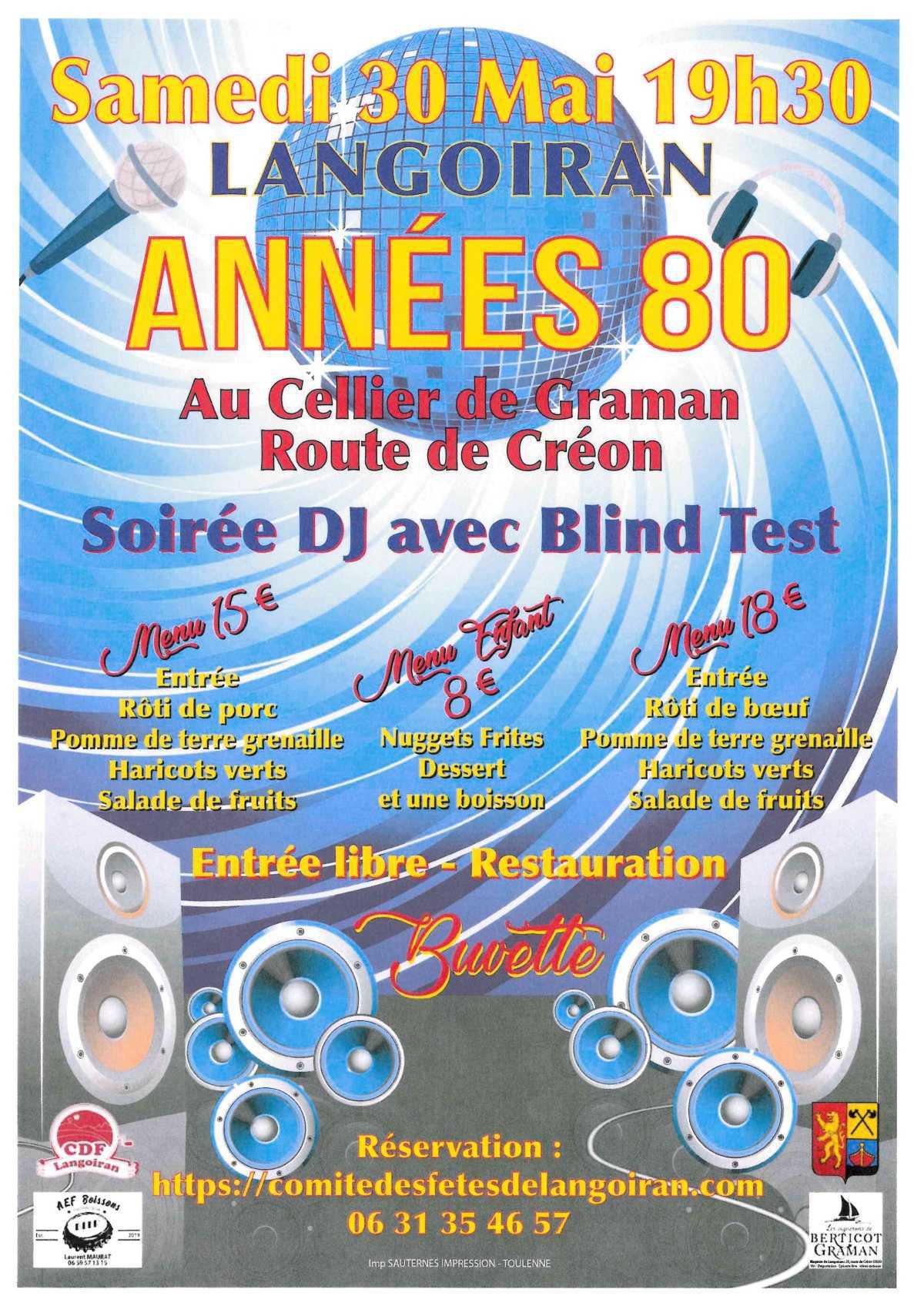 Le Comité des Fêtes de Langoiran organise une soirée années 80
