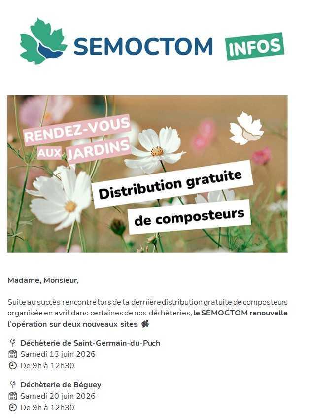 Des composteurs gratuits au mois de juin 2026... Des composteurs gratuits au mois de juin 2026...