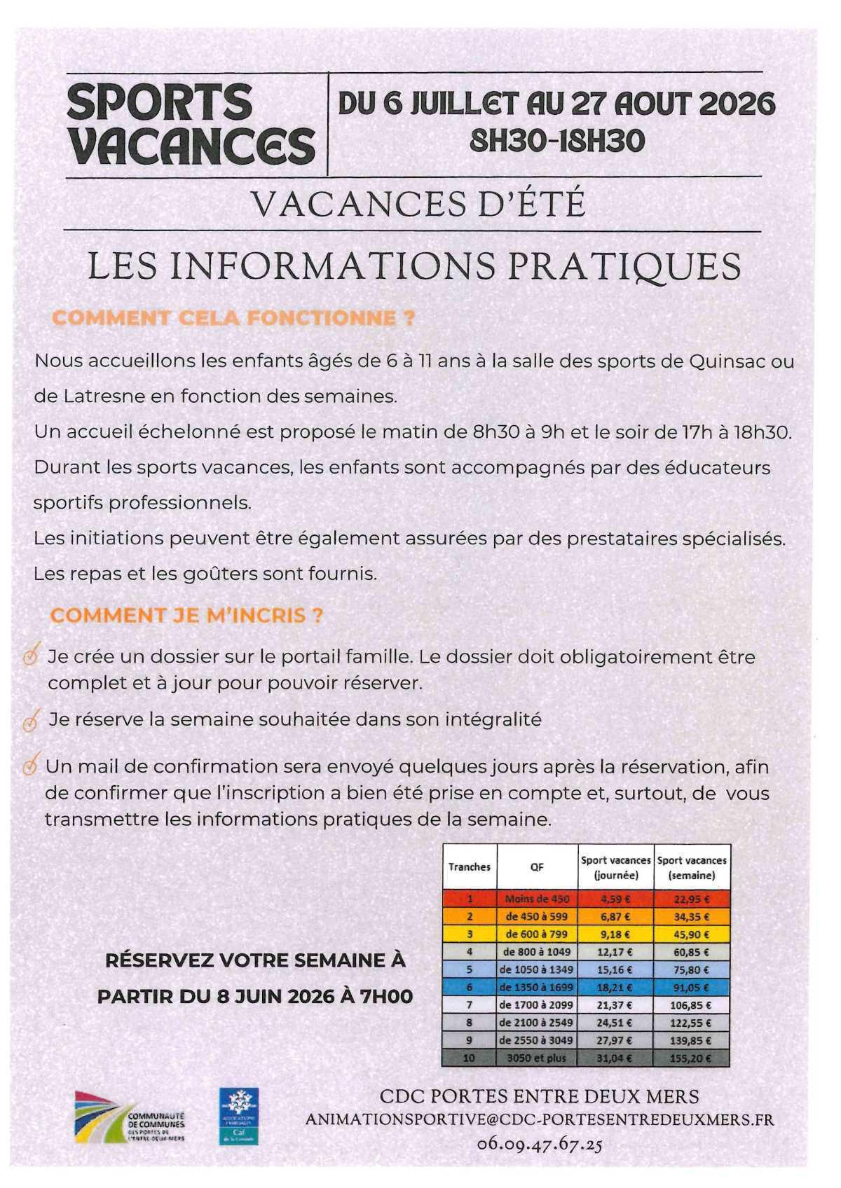 Sports Vacances, des activités proposées par la CDC